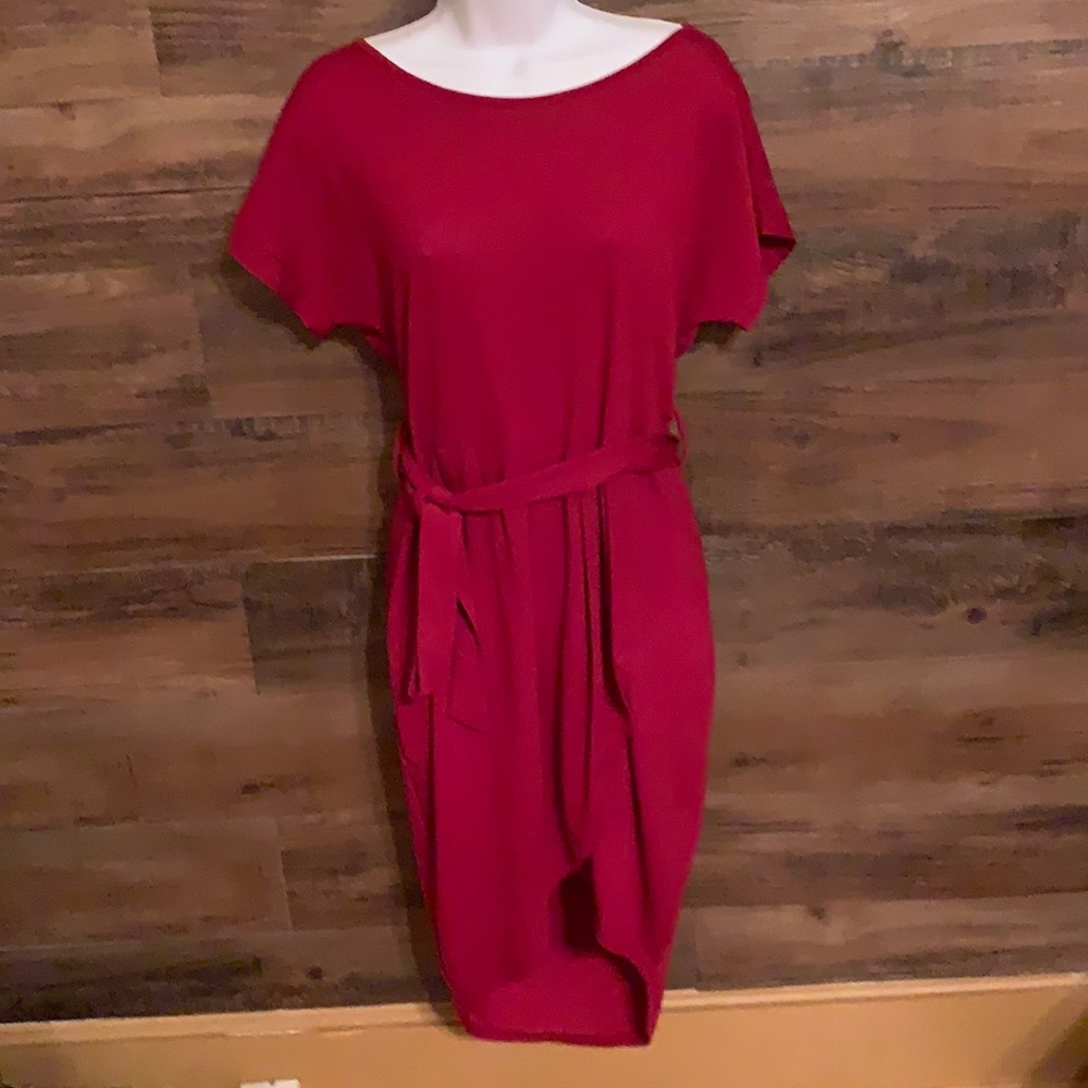 Red t -shirt dress above the knee dress
